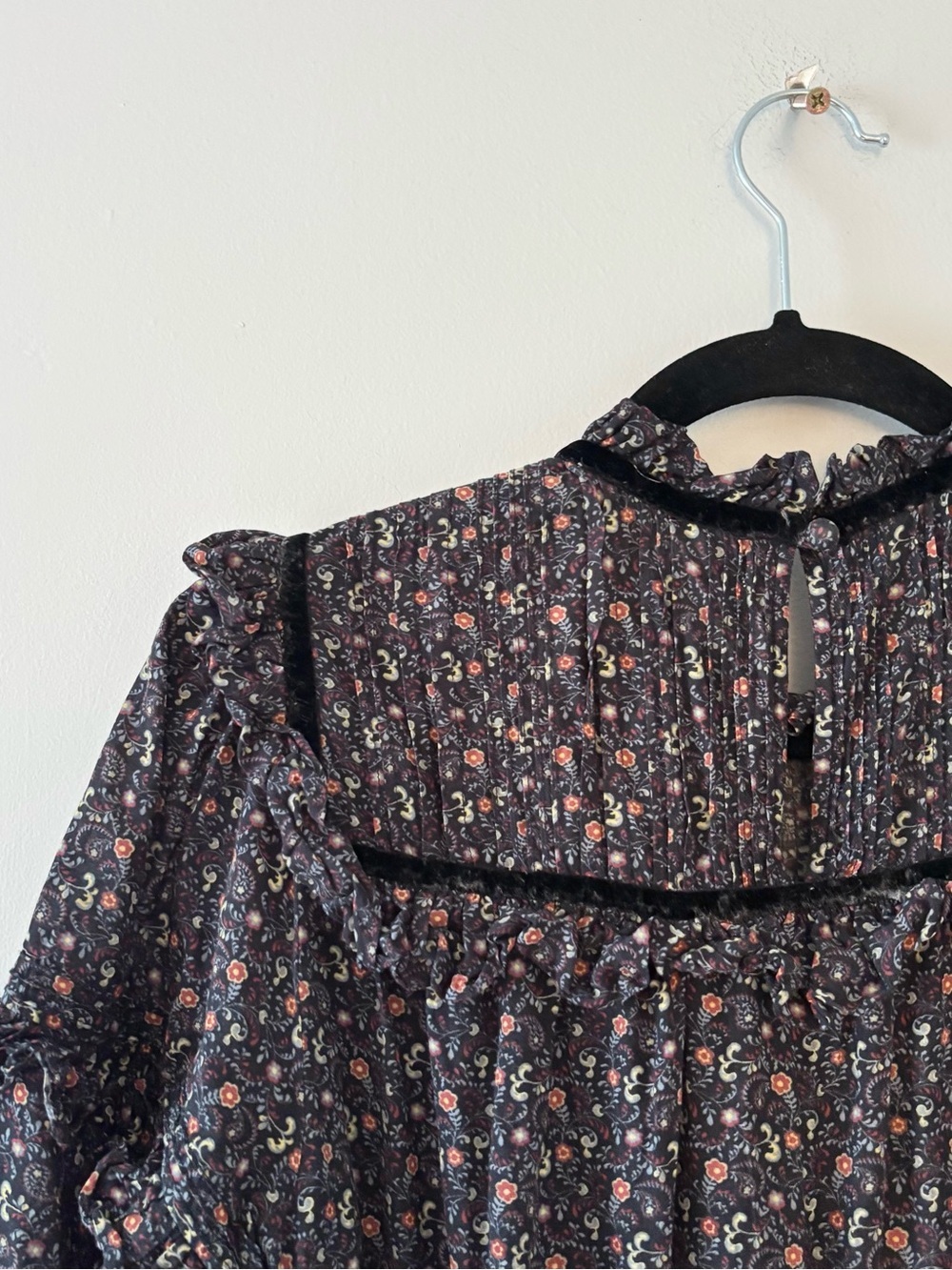 Doen Clay Dress in Black Mafia Maxi 3/4 Puff Sleeves Floral Print Tiered Ruffle - Picture 10 of 10